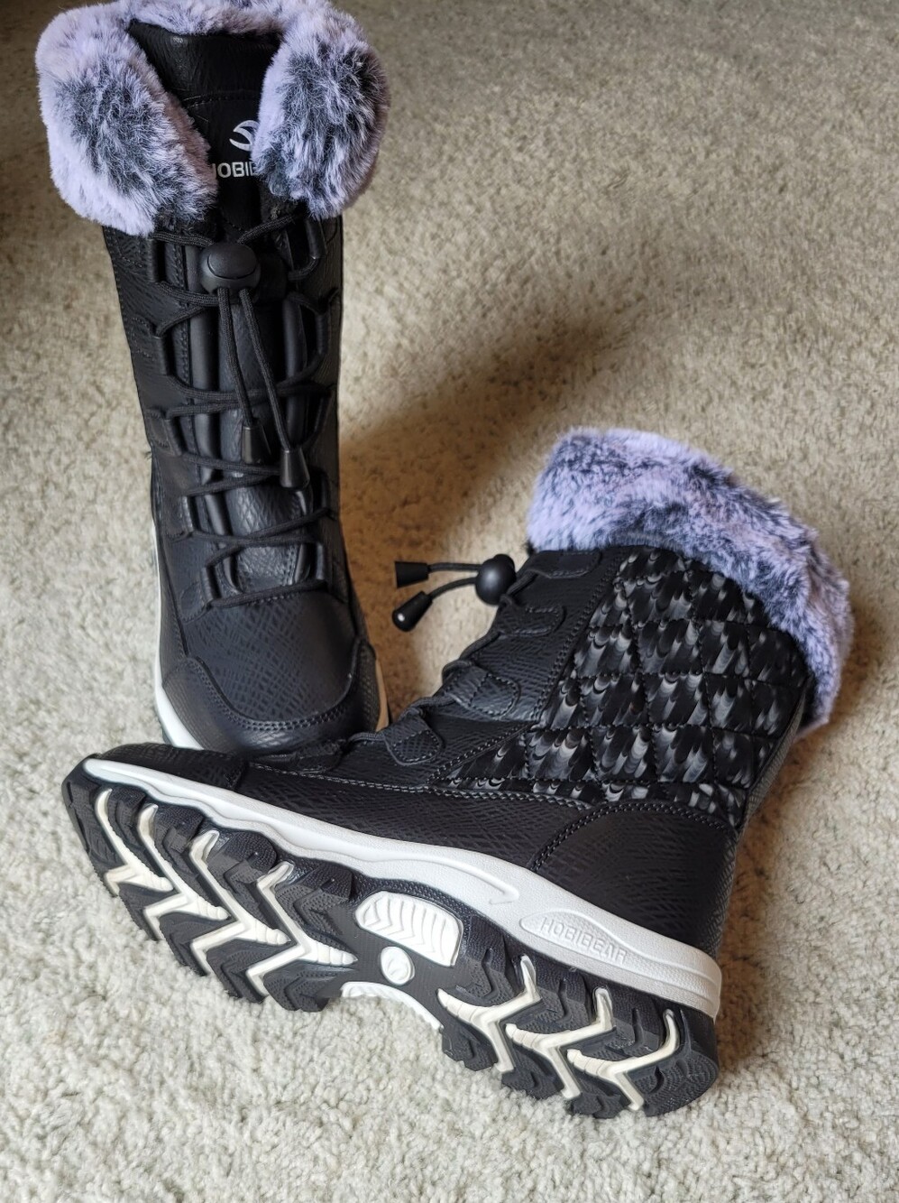 Pioneer Trail Snow  Boots From Hobibear black With Ice Blue Faux Fur  5 1/2 - Picture 4 of 6